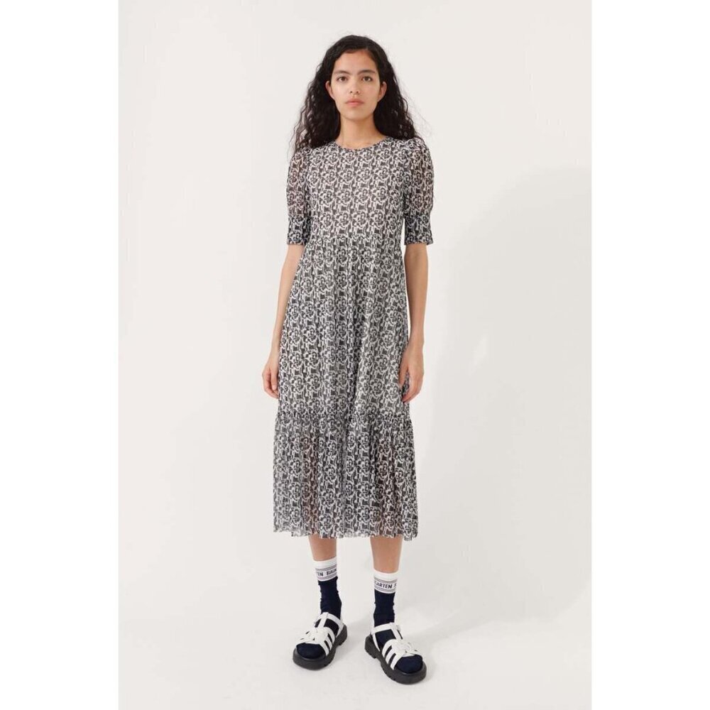 Baum Und Pferdgarten Jocelyn Black White Mesh Midi Dress Size S